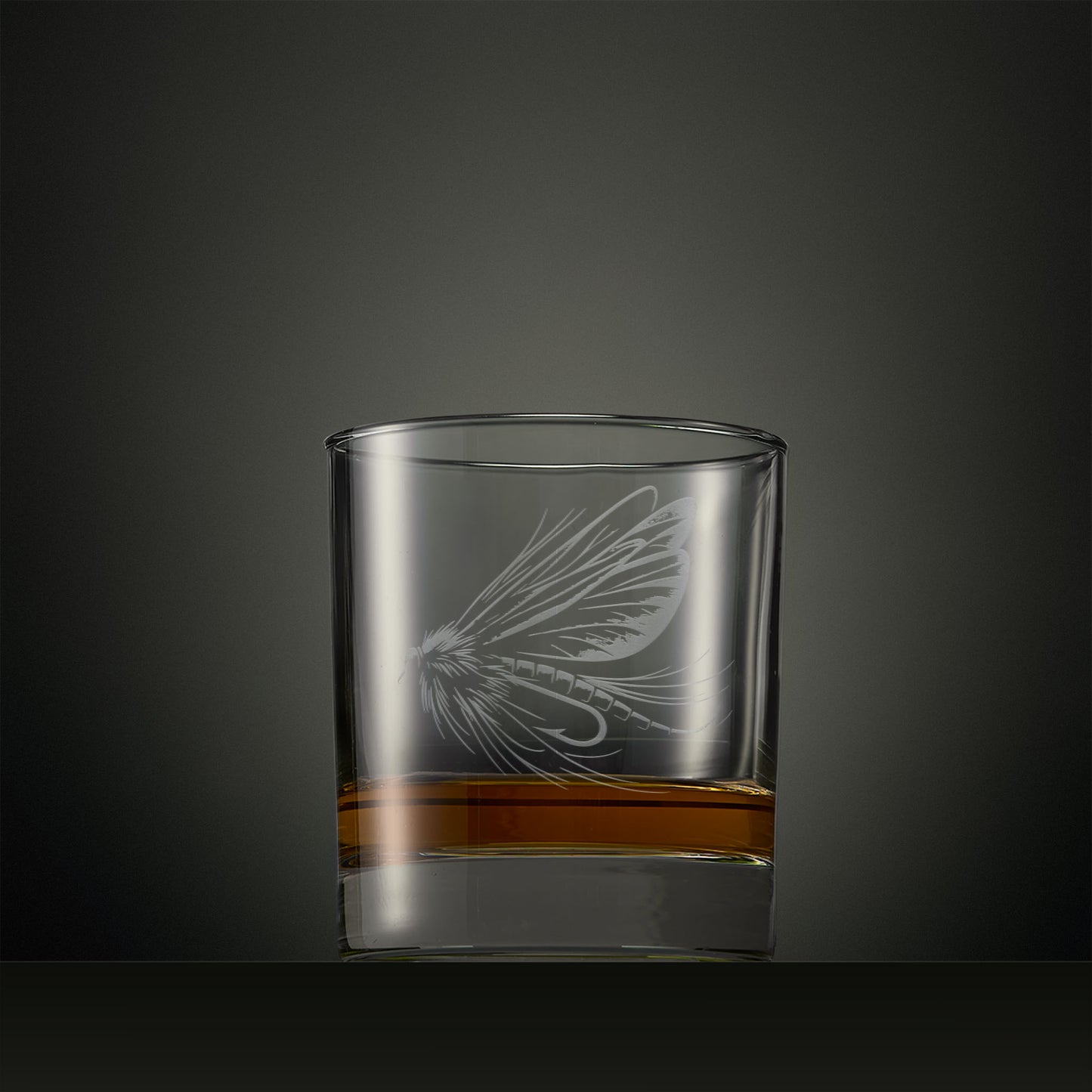 Engraved Salmon Fly Whisky Glass