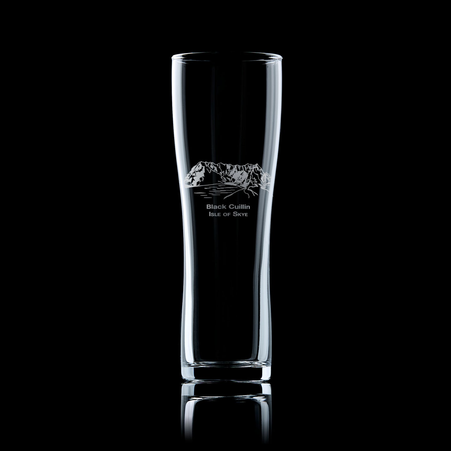 Pint glass engraved with the Black Cuillin, Isle of Skye