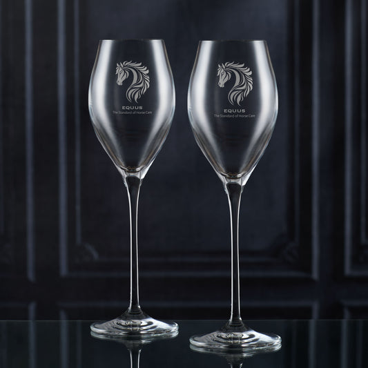 Bespoke engraved prosecco glasses for corporate events and client hospitality