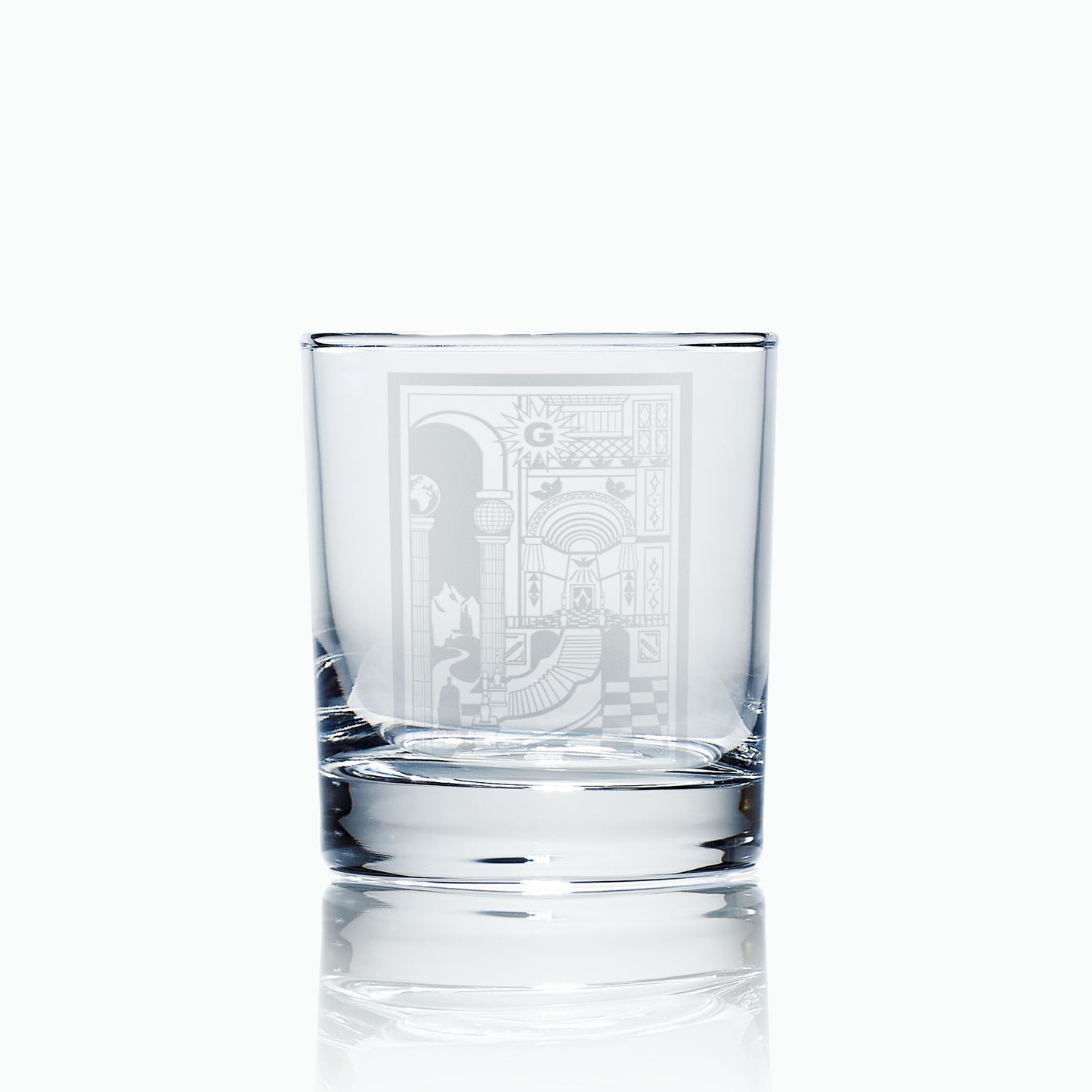 Masonic whisky glass engraved fellowcraft tracing board