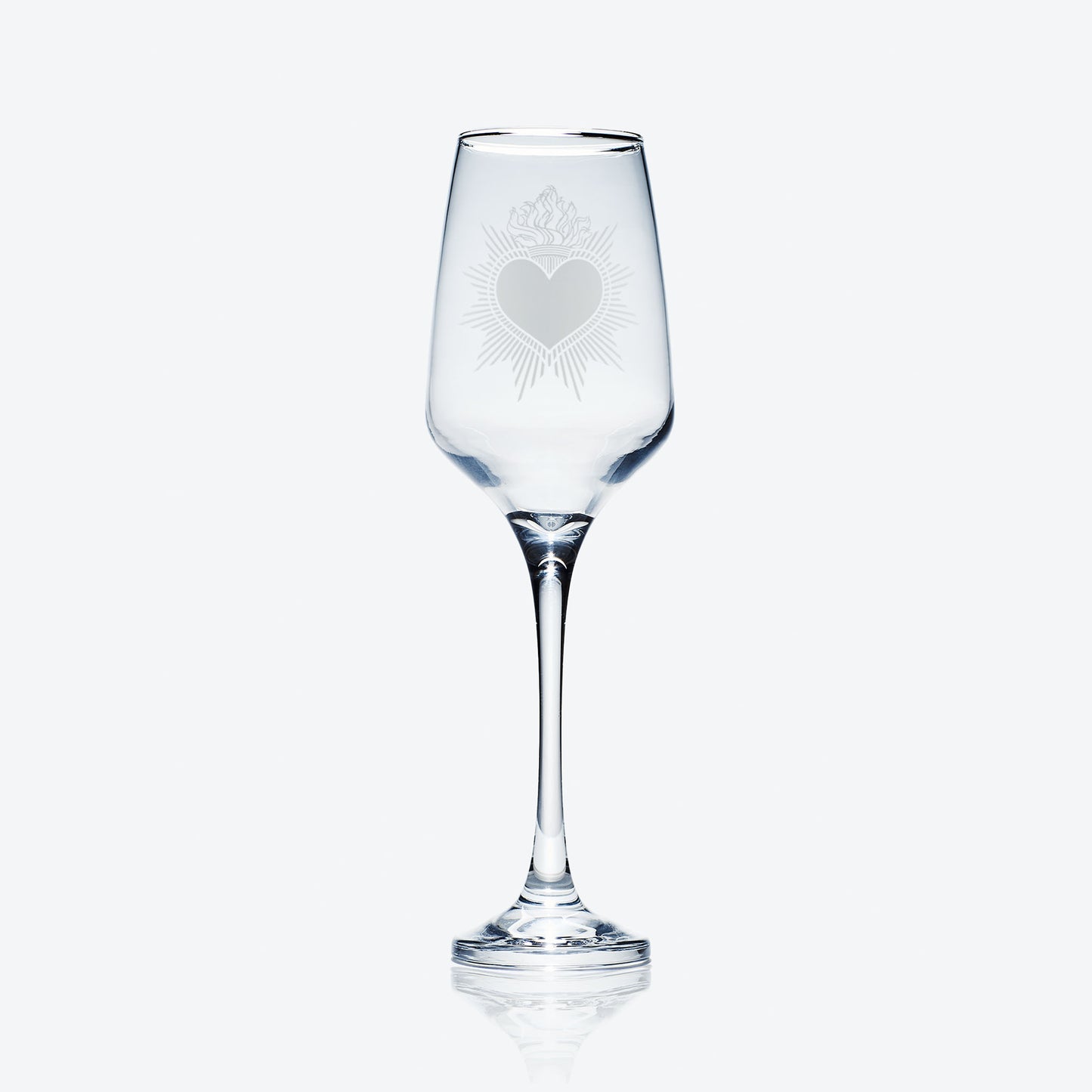 engraved milagro sacred heart champagne flute