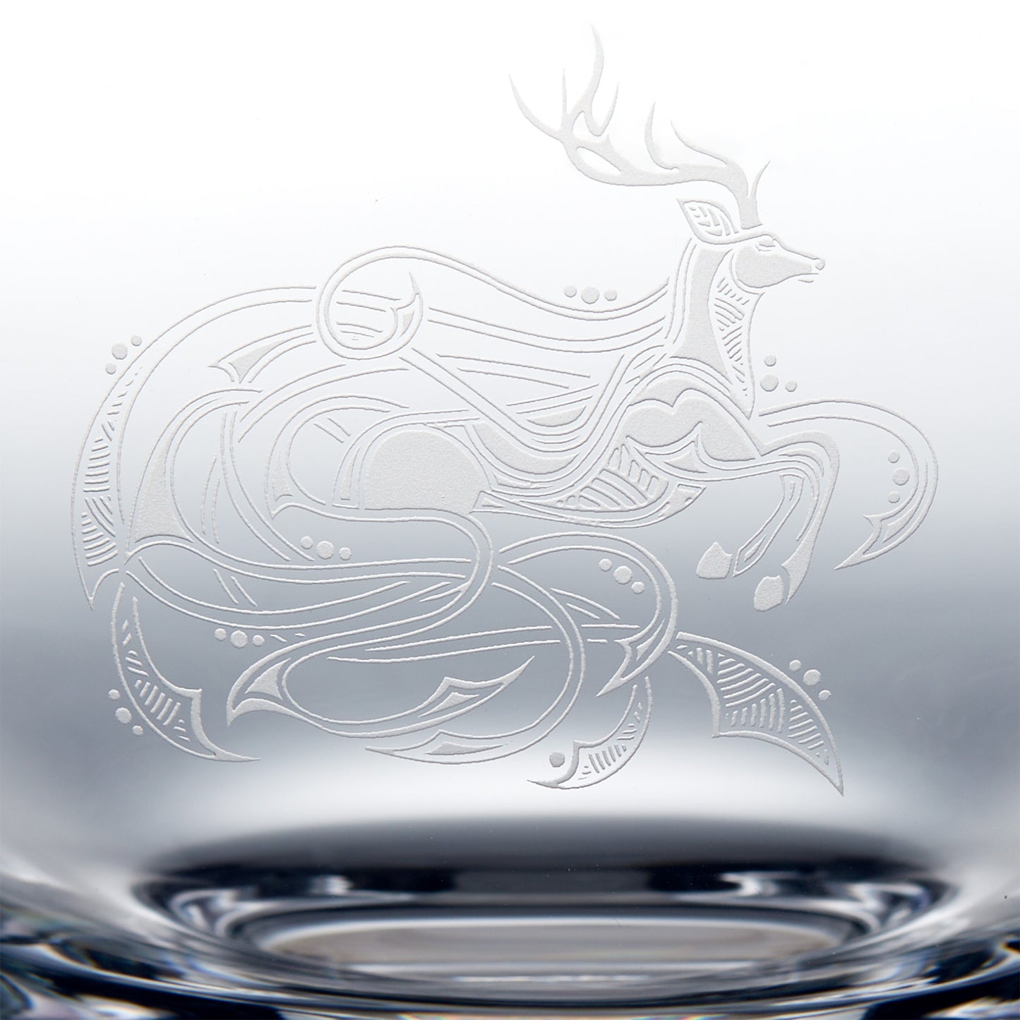 close-up deatil of stag design etched usings sandblasting engraving technique