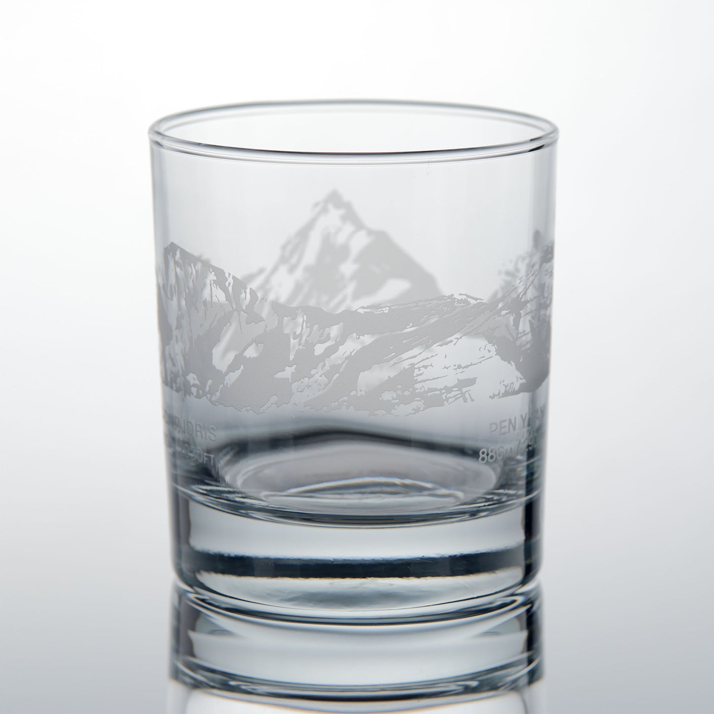 Welsh 3 Peaks whiskey glasses engraved with Cadair Idris and Pen Y Fan