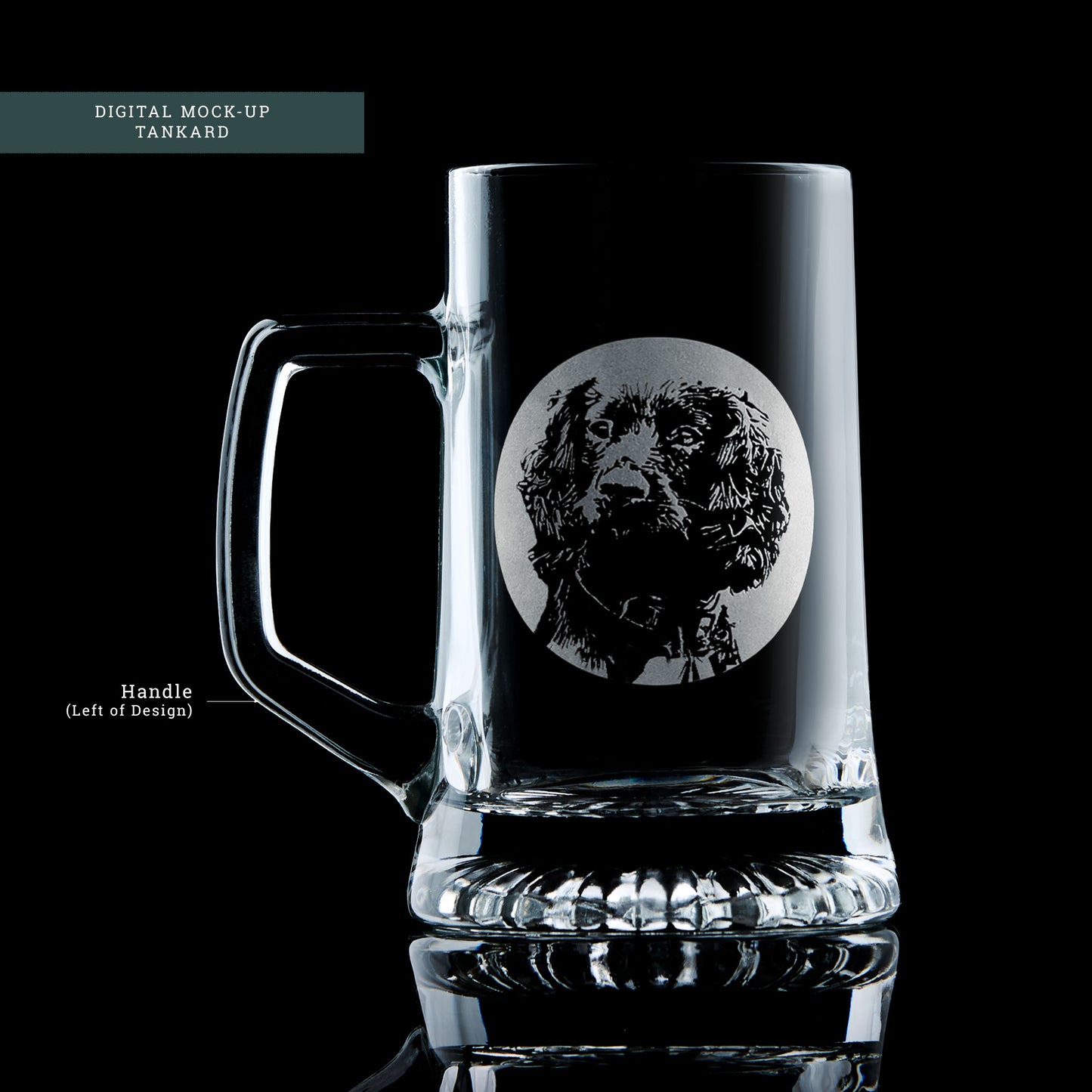 Cocker spaniel engraved glass tankard