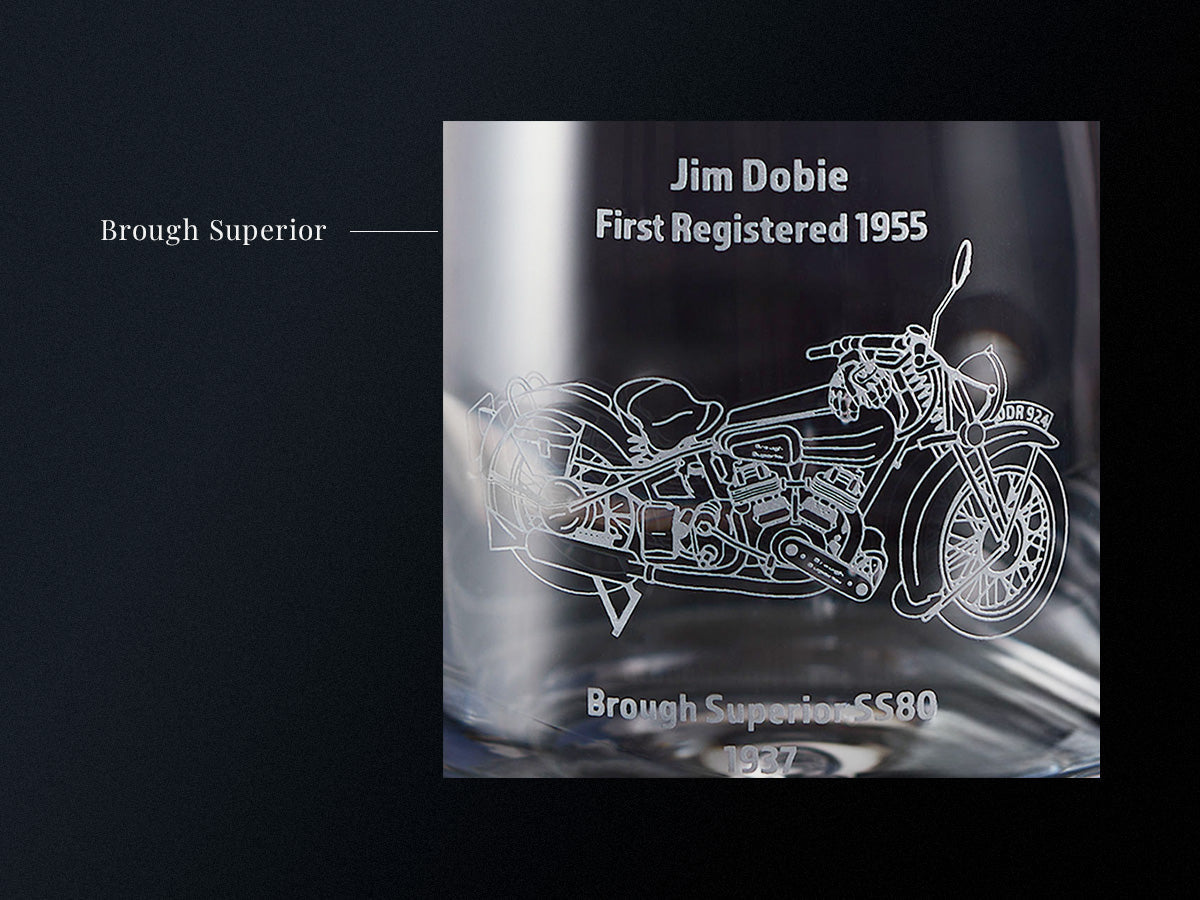 Brough Superior SS80: Engraved Decanter and Glass