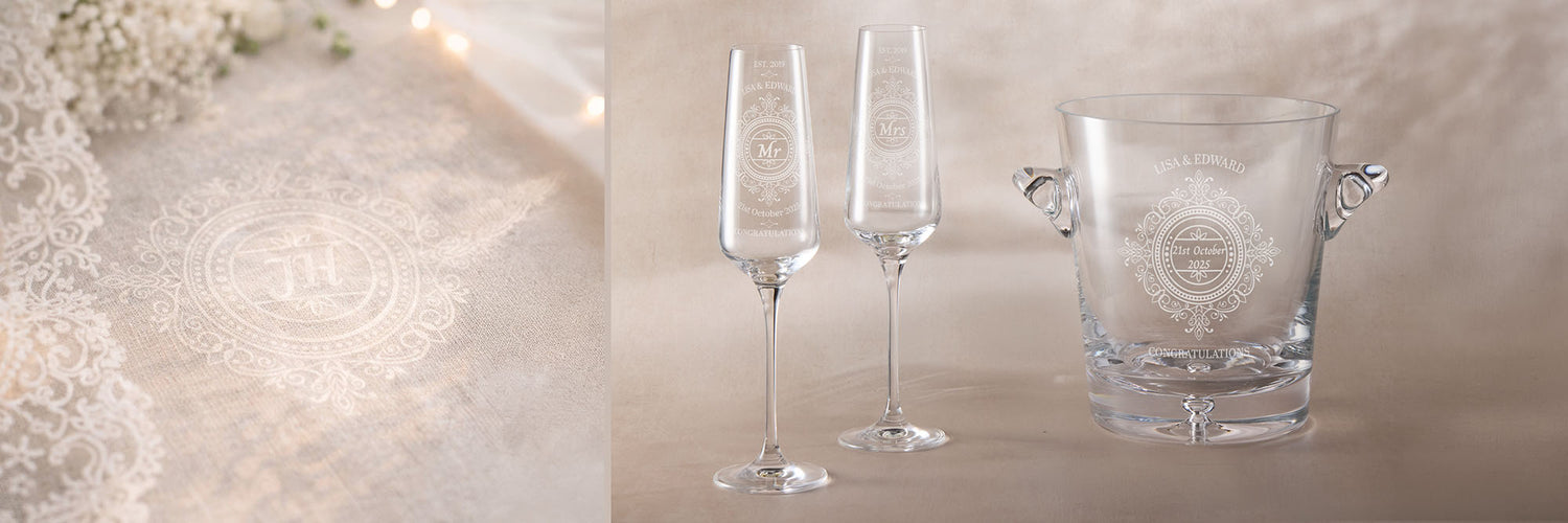 Engraved Wedding Glassware - Chantilly