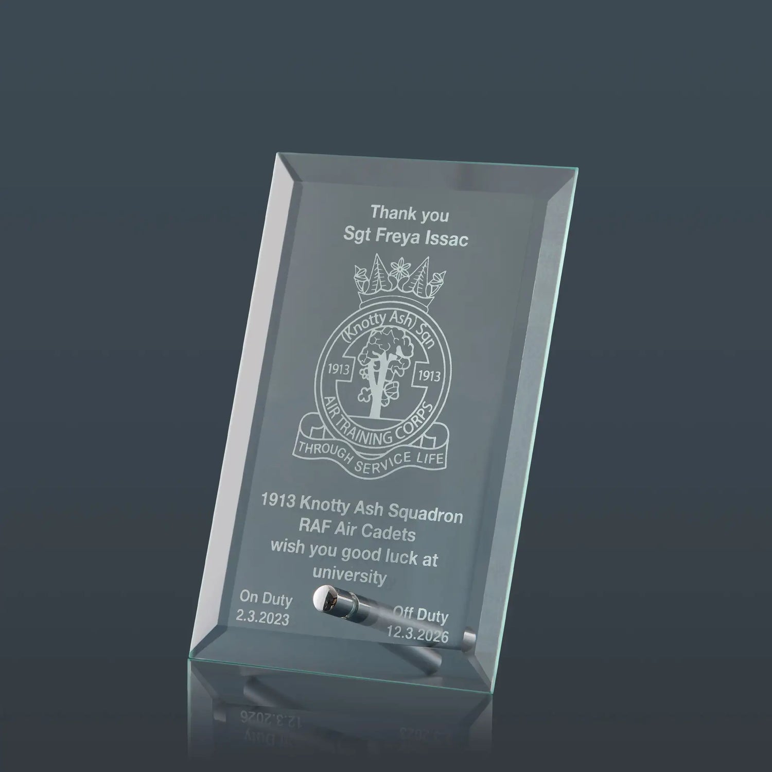 Engraved Glass Display Plaques