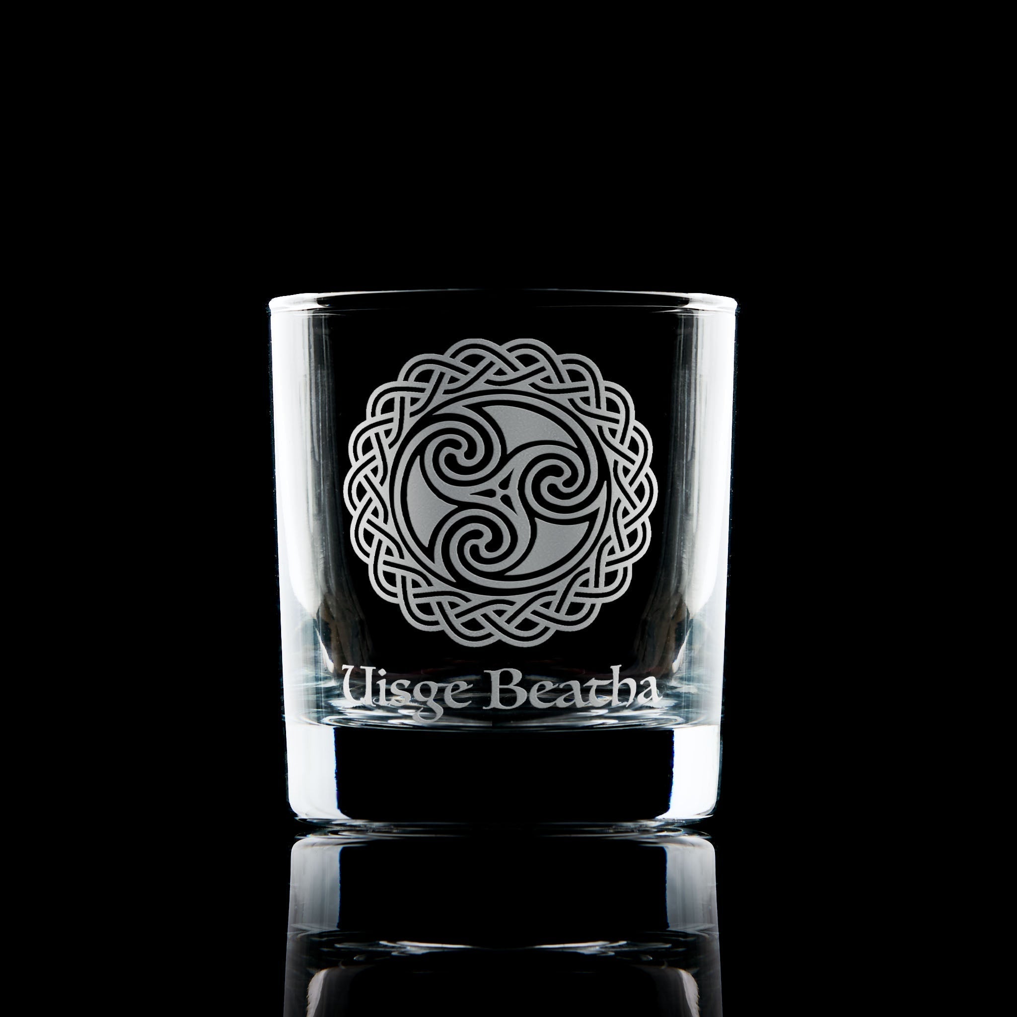 Engraved Whisky Glass, Water of Life and Celtic Symbols