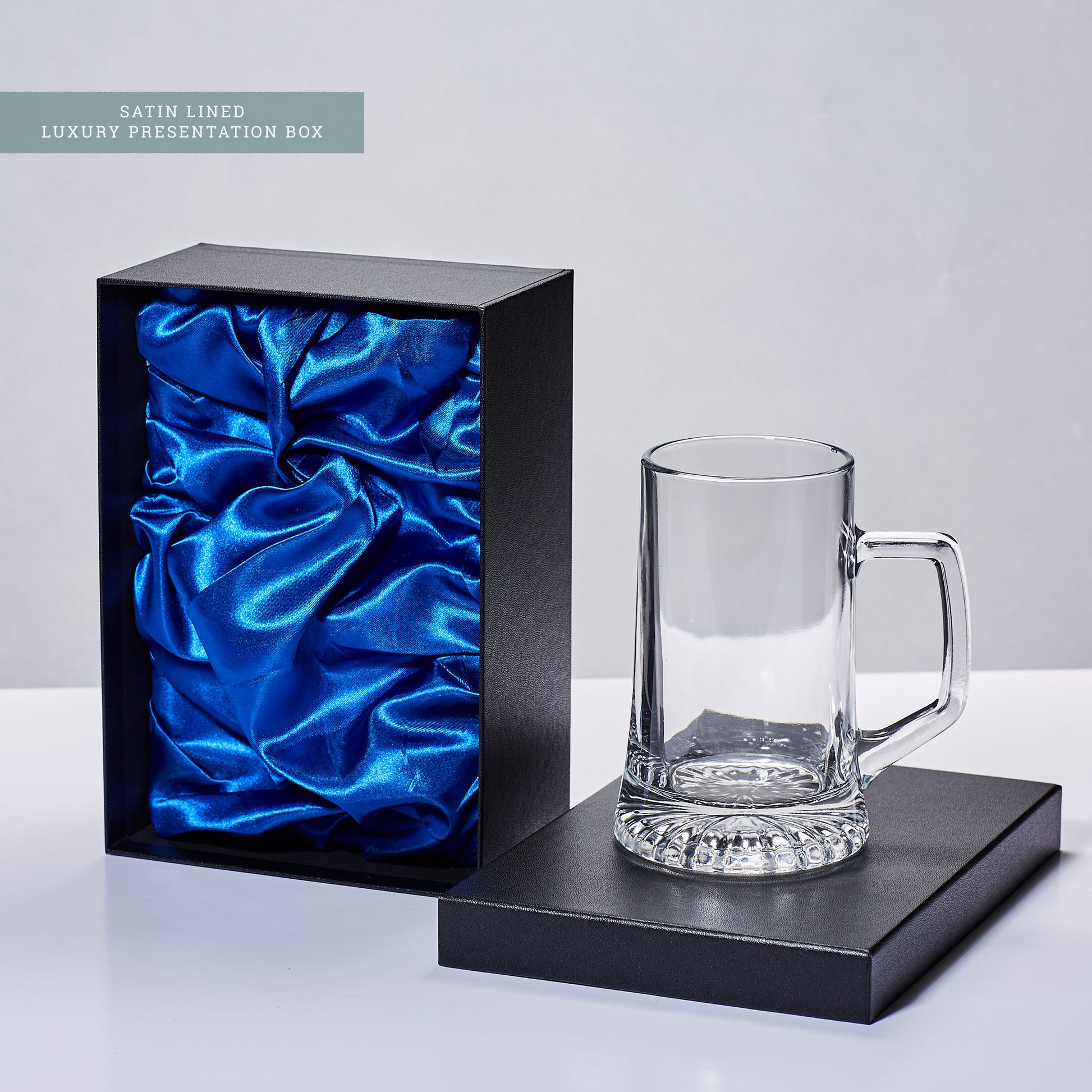 glass tankard and satin lined presentation box