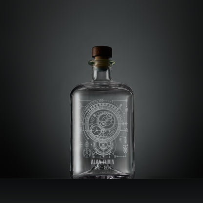 Engraved apothecary-style decanter with Alan Turing inspired mathematical design