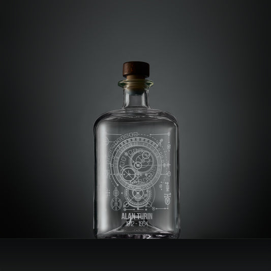 Engraved apothecary-style decanter with Alan Turing inspired mathematical design