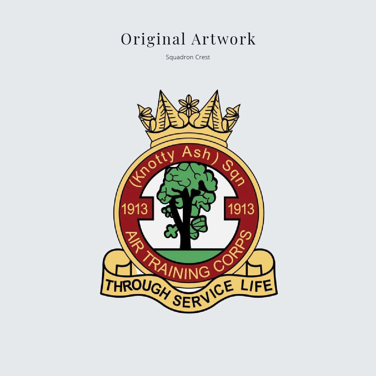 Air Training Corps emblem with a tree and text on a light gray background