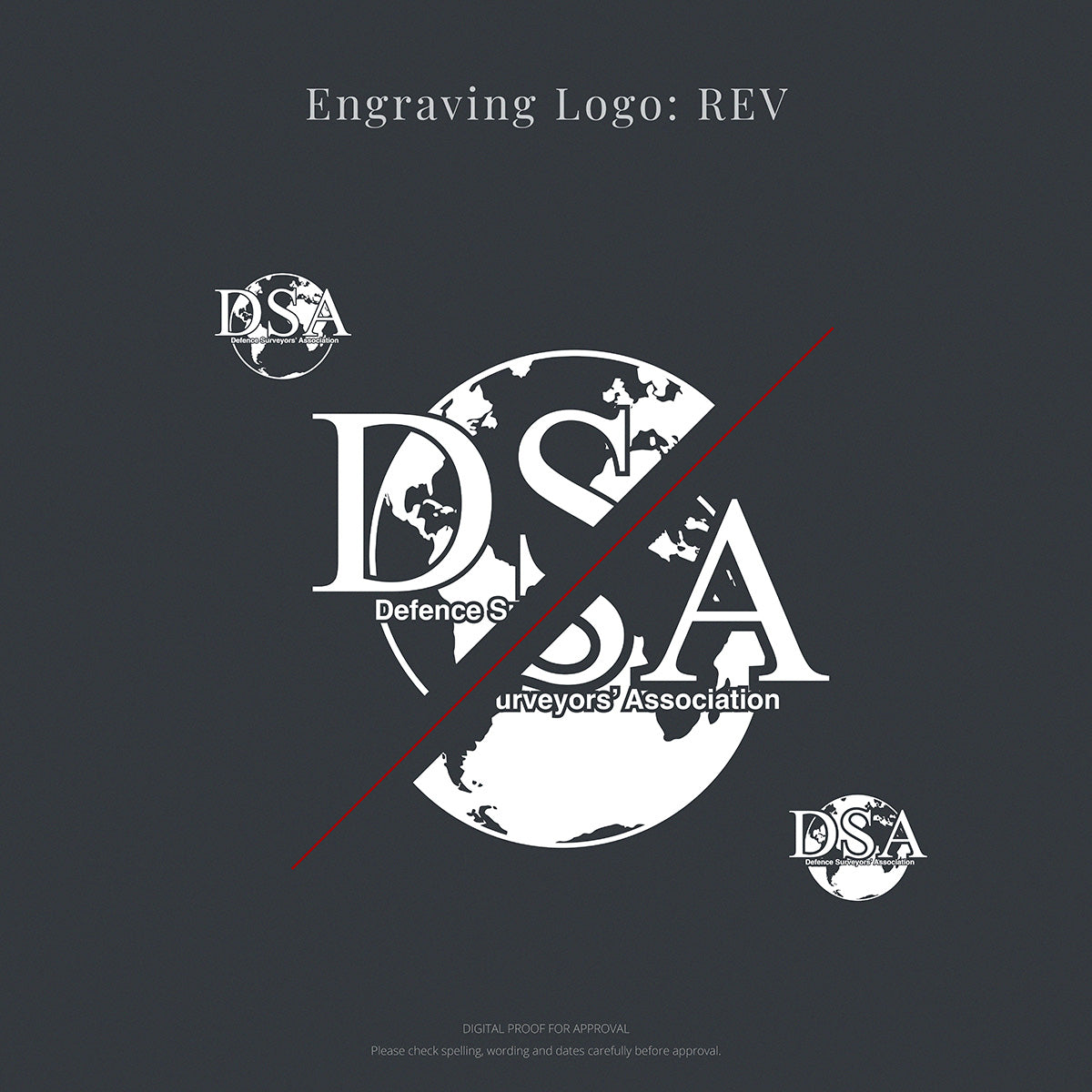 BLOG__DSA map of the world logo with 'Engraving Logo: REV' text 