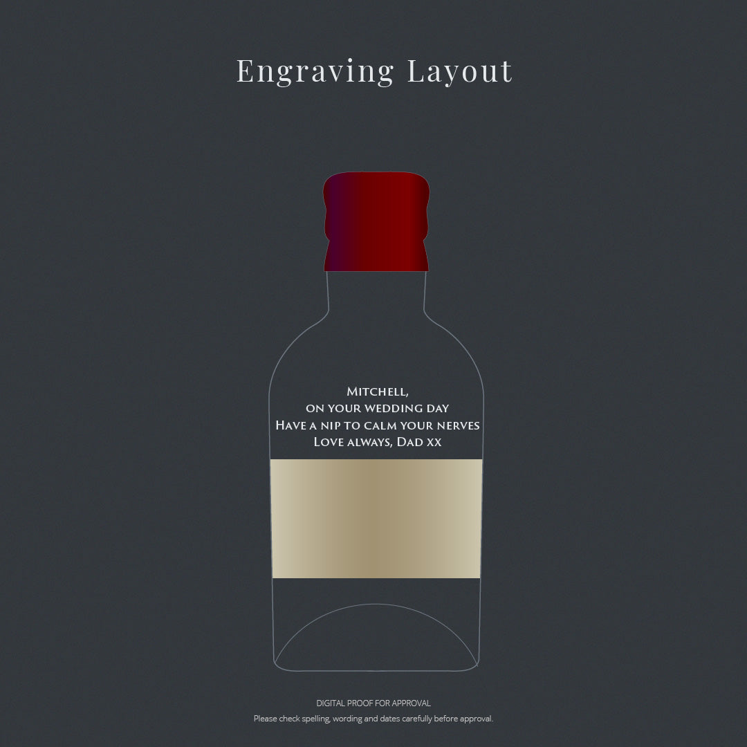 Whisky bottle engraving layout with personalised  inscription