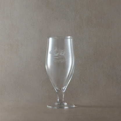 Stemmed chalice beer glass engraved with a view of Buachaille Etive Mor, Coire na Tulaich