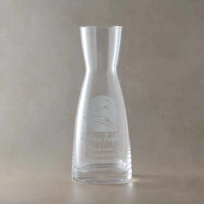 Fully customisable wine or water carafe with engraved business logo and personalised text
