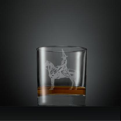 Engraved whisky glass with Duke of Wellington and traffic cone design