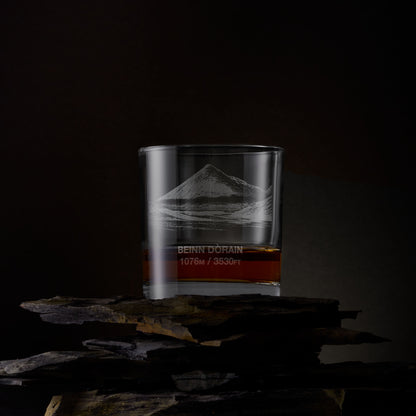 Engraved whisky glass with Beinn Dorain illustration
