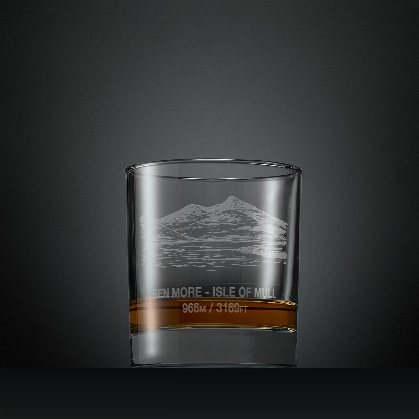 Engraved whisky glass with Ben More illustration