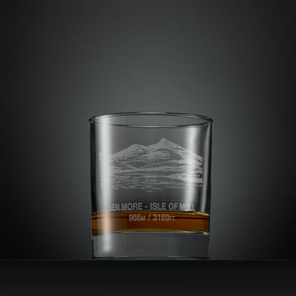 Engraved whisky glass with Ben More illustration