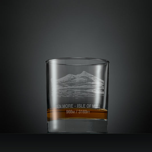 Engraved whisky glass with Ben More illustration