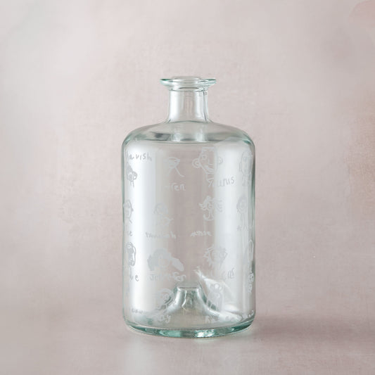 Engraved apothecary style decanter  illustrated with primary school class portraits