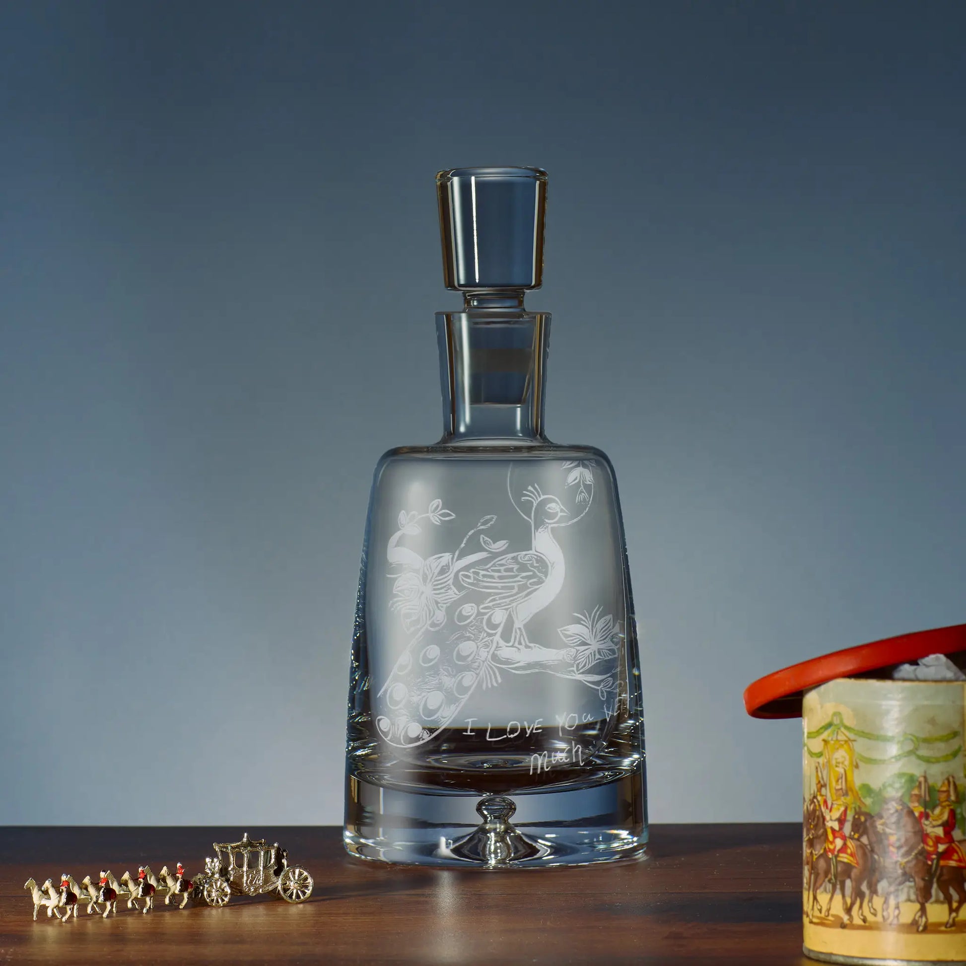 Engraved crystal decanter featuring a bespoke childs drawing and handwriting