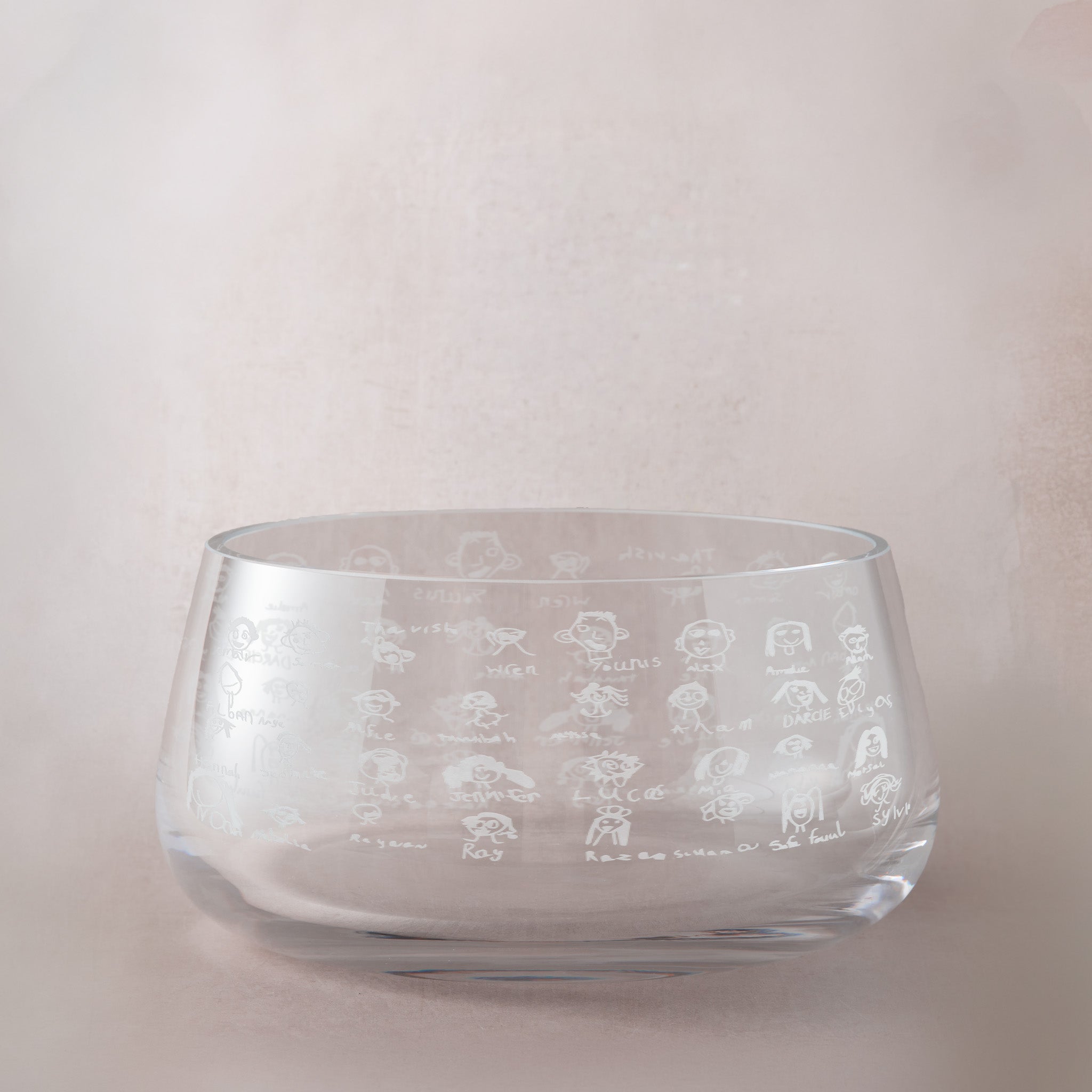 Engraved celebration bowl illustrated with primary school class portraits