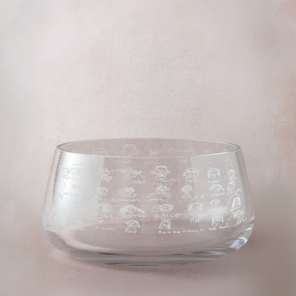 Engraved celebration bowl illustrated with primary school class portraits