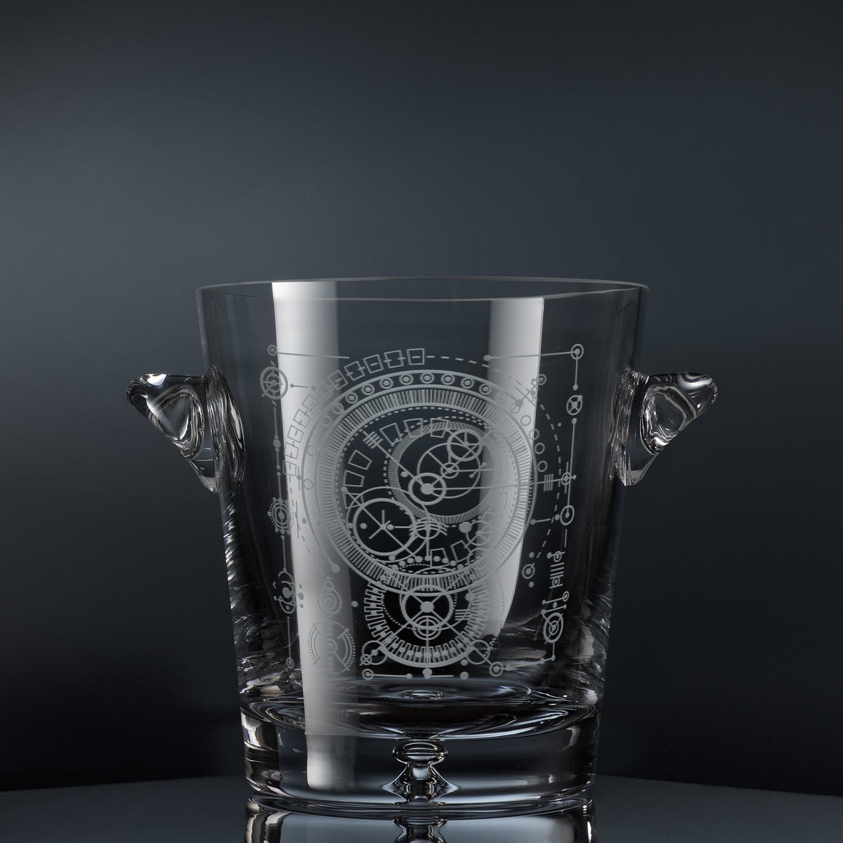 Engraved corporate champagne cooler with bespoke company logo and space for personalised message