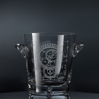 Engraved corporate champagne cooler with bespoke company logo and space for personalised message