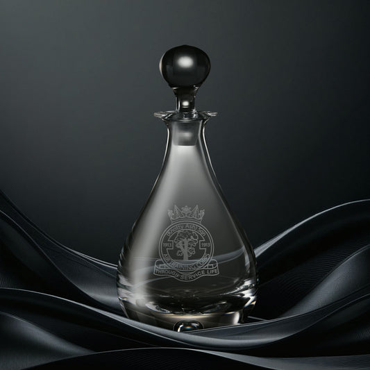 Engraved wine decanter with corporate business logo