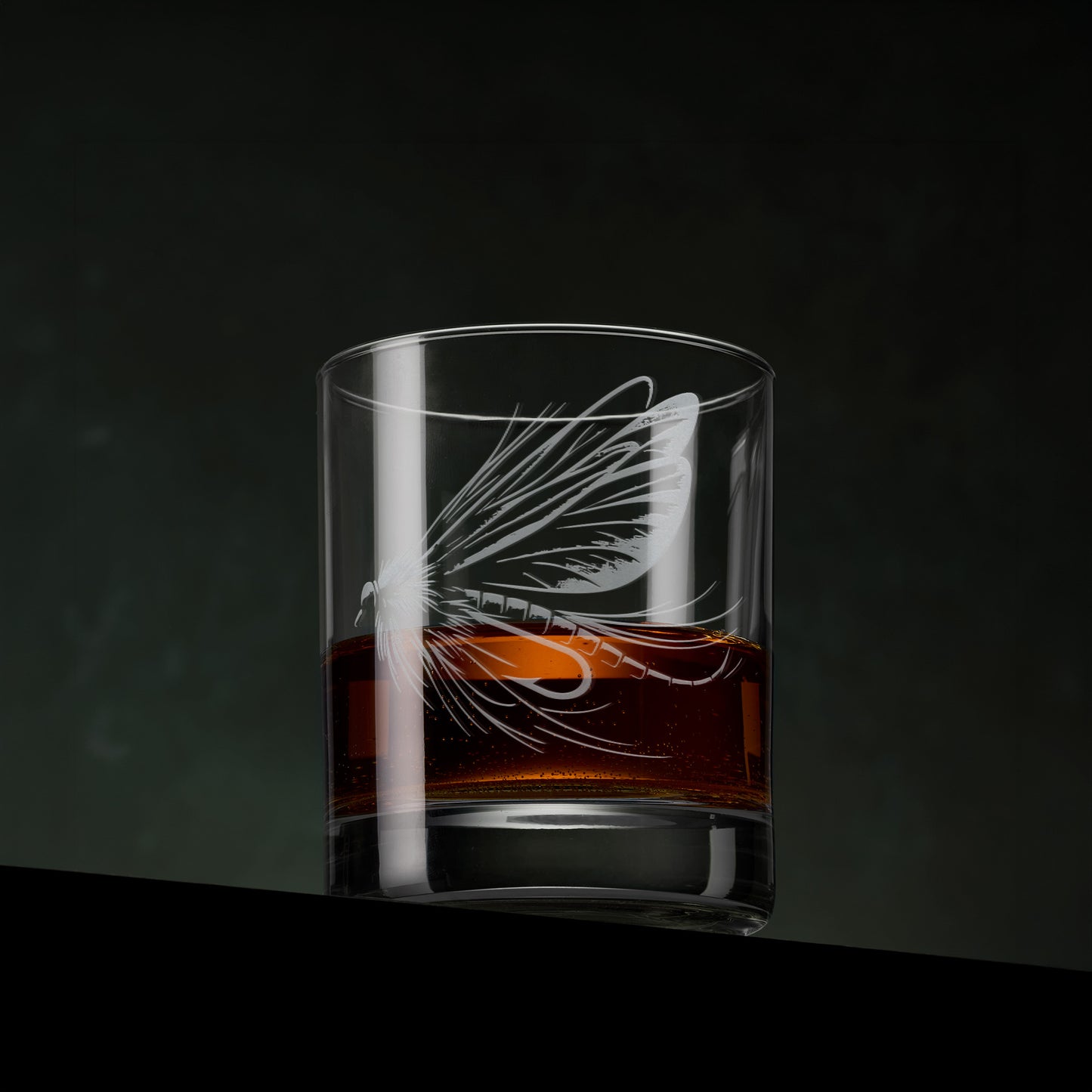 Engraved Salmon Fly Whisky Glass