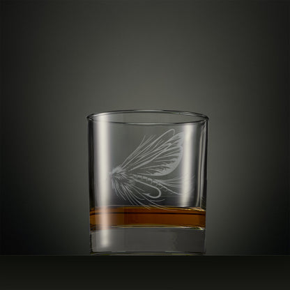 Engraved Salmon Fly Whisky Glass