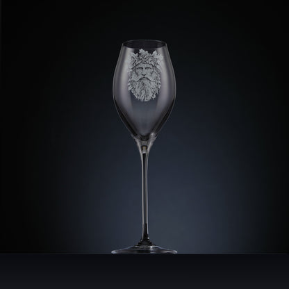 Engraved Oak King & Holly King Prosecco Glasses