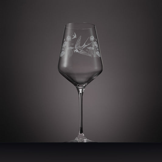 Engraved July Birth Flower Wine Glass  – The Atelier Edition