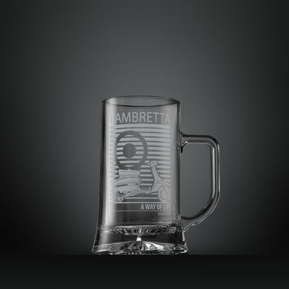 Engraved glass tankard with Lambretta GP illustration