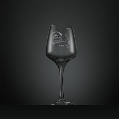 Engraved Lambretta TV175 wine glass with A Way of Life Since 1947, text