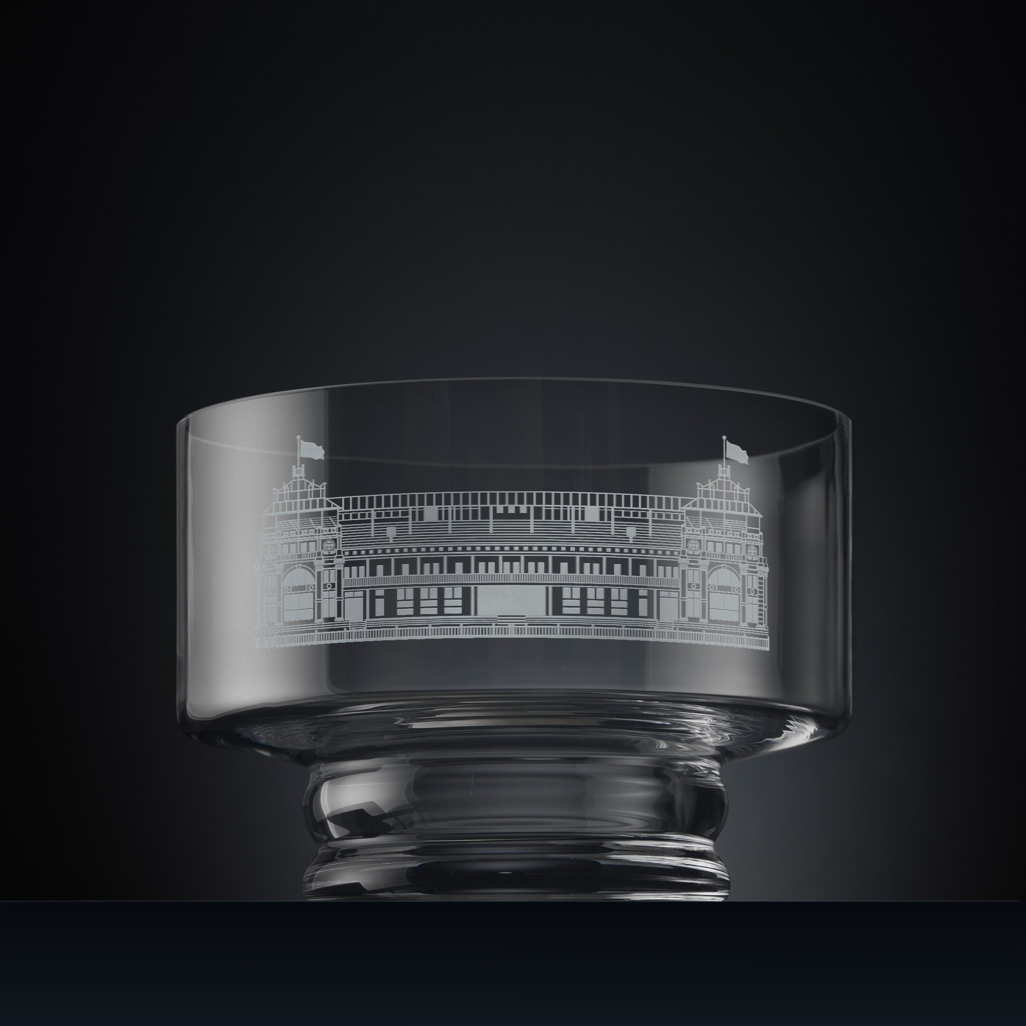 Engraved presentation bowl with an illustration of Verity’s Pavilion at Lord's