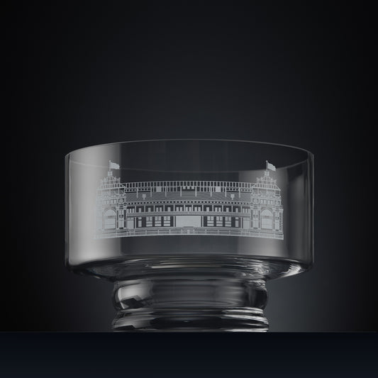 Engraved presentation bowl with an illustration of Verity’s Pavilion at Lord's