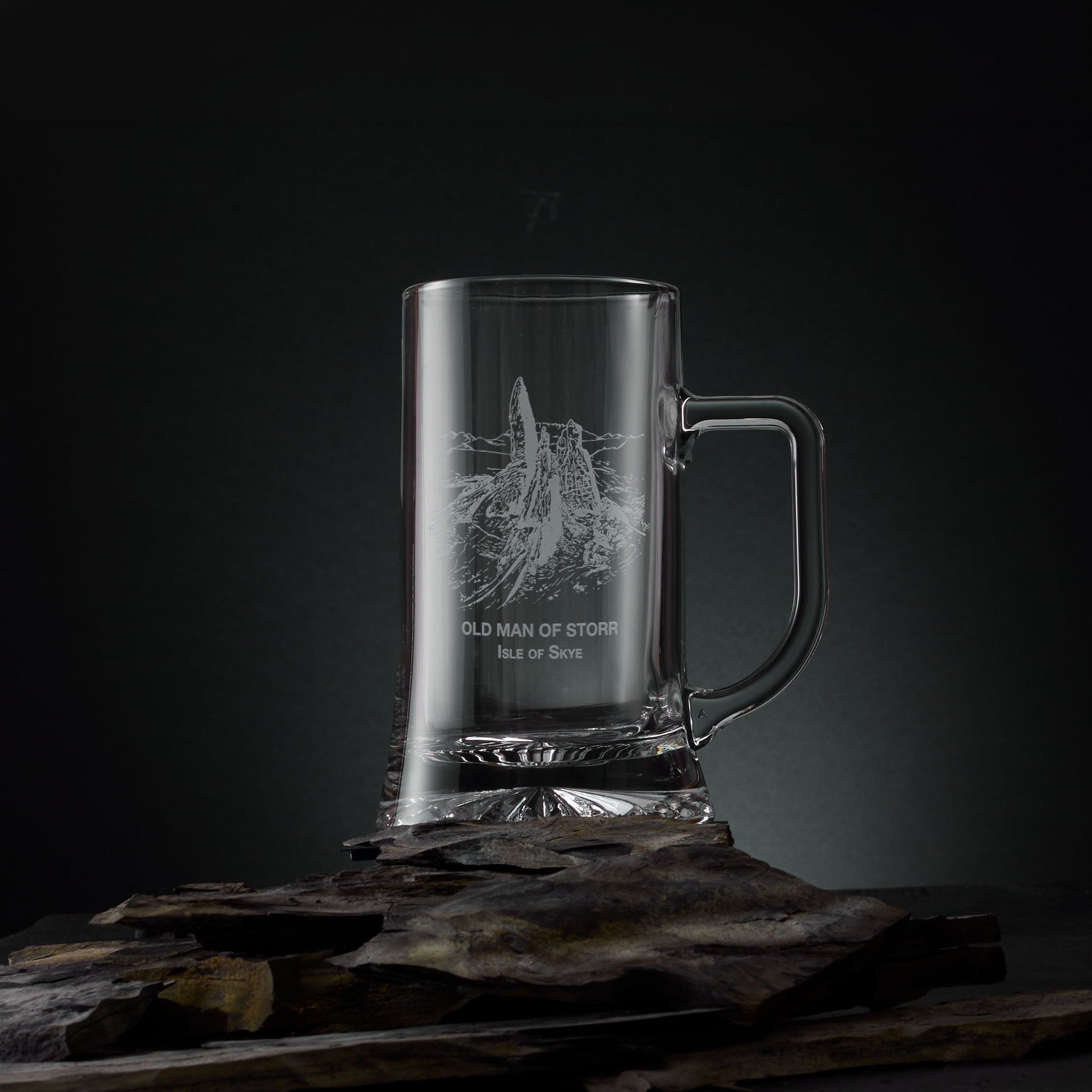 Engraved tankard with Old Man of Storr illustration