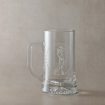 Perfect Swing golf engraved tankard showing the arc of a golfer's swing with personalised hole in one details 