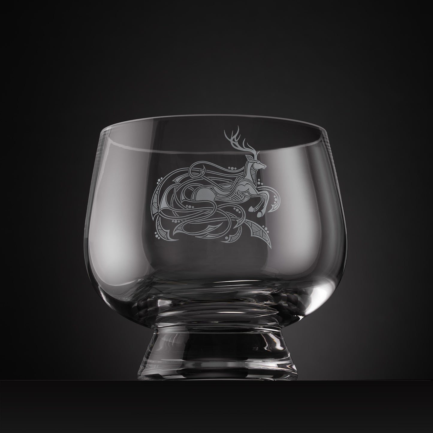 Large engraved presentation bowl with Celtic knot-work stag design