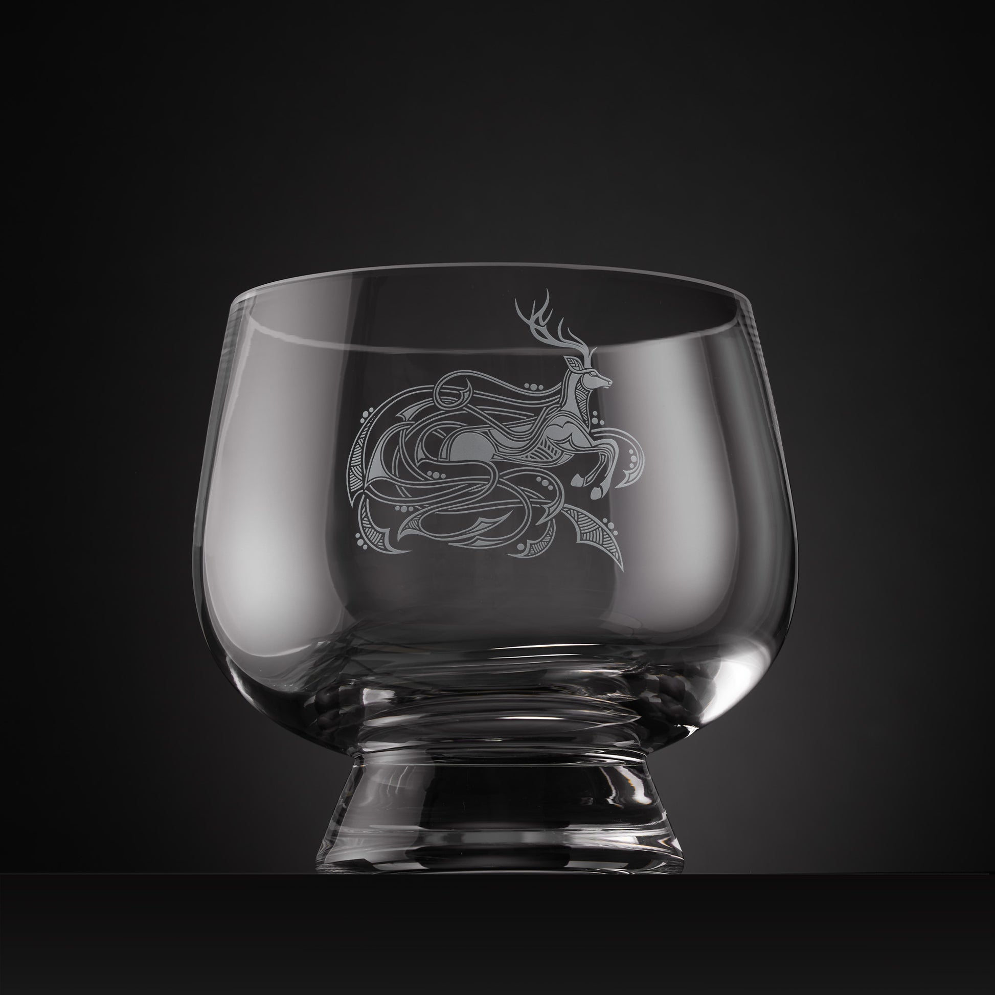 Large engraved presentation bowl with Celtic knot-work stag design