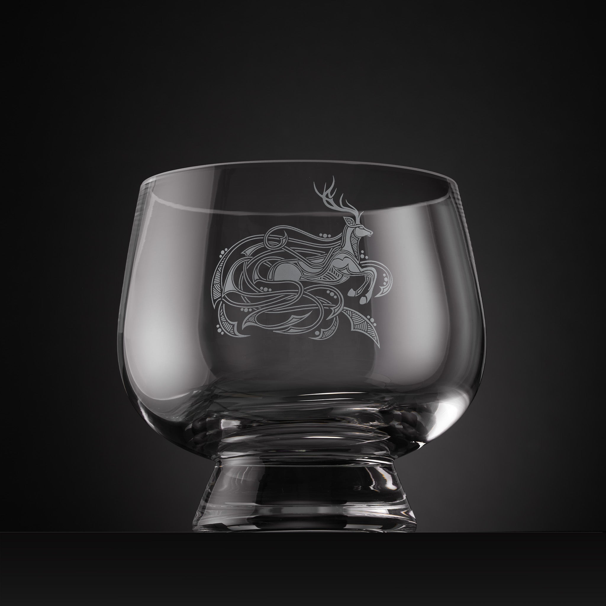 Large engraved presentation bowl with Celtic knot-work stag design