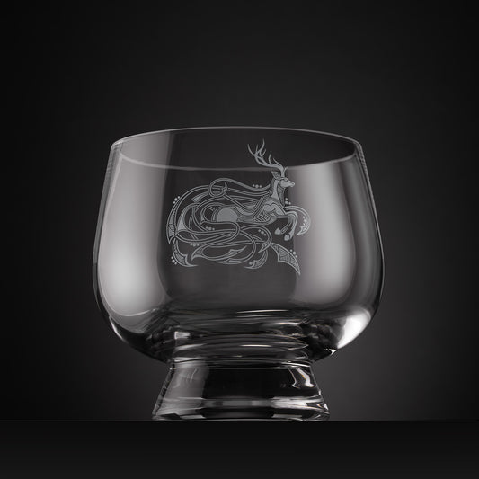 Large engraved presentation bowl with Celtic knot-work stag design
