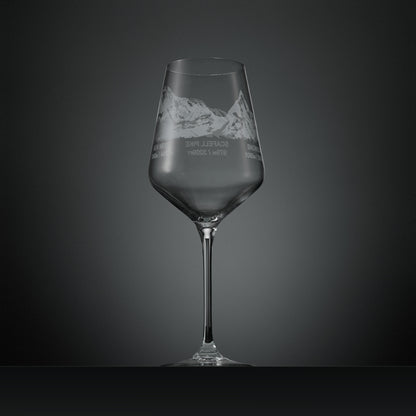 Engraved whisky glass with National 3 peaks, Scafell Pike, Snowdon and Ben Nevis illustration