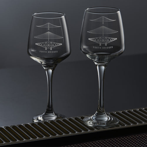 Personalised Forth Bridges Wine Glass