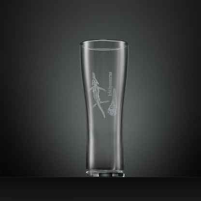 Engraved pint glass with  Ichthyosaurus fossil design
