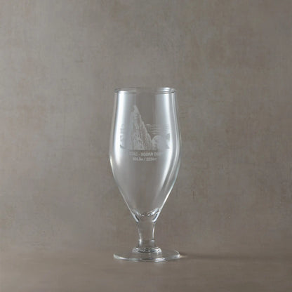 Small chalice-style beer glass engraved with the Inaccessible Pinnacle on Sgurr Dearg, Isle of Skye